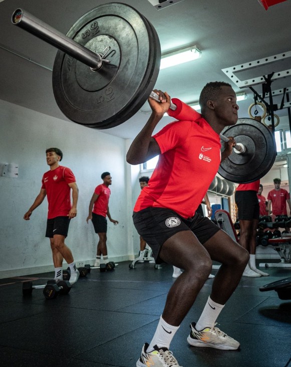 International football player training inside a Spanish club environment