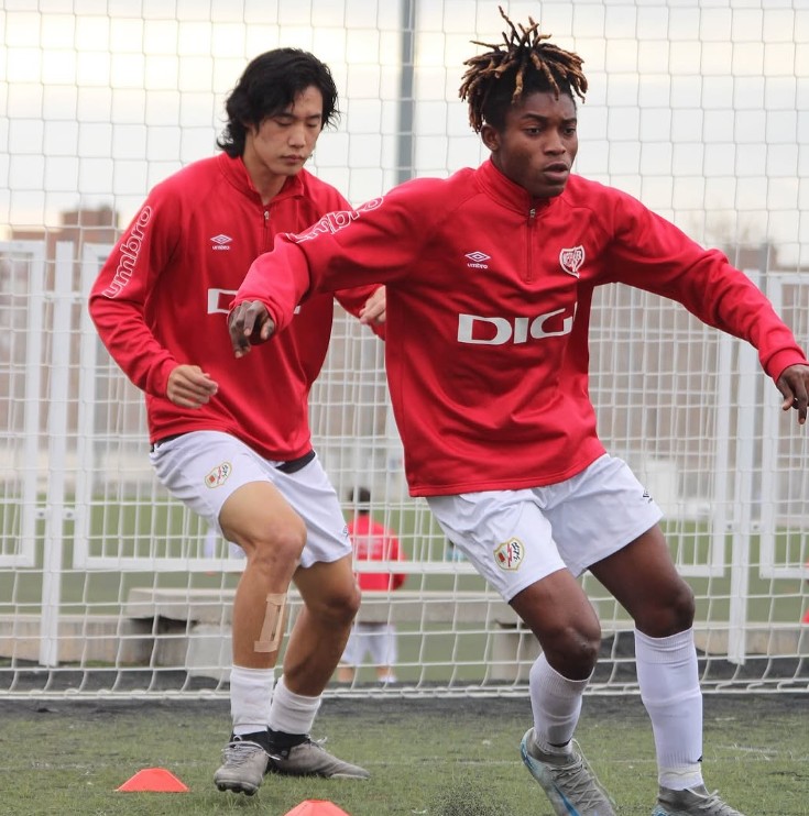 International football players training during a player management programme in Spain